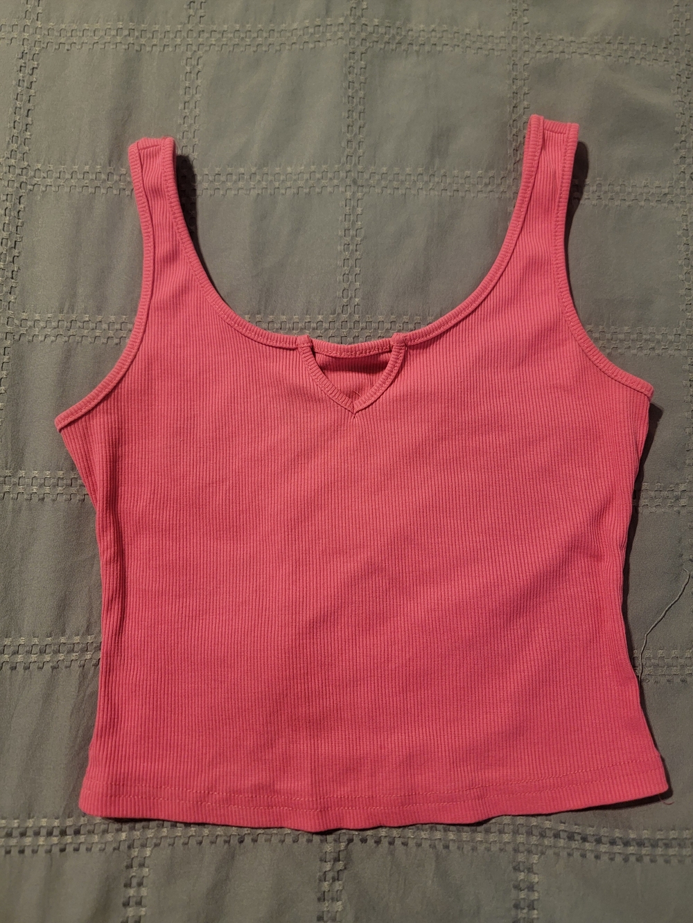 SHEIN Pink Ribbed Scoop Neck Tank